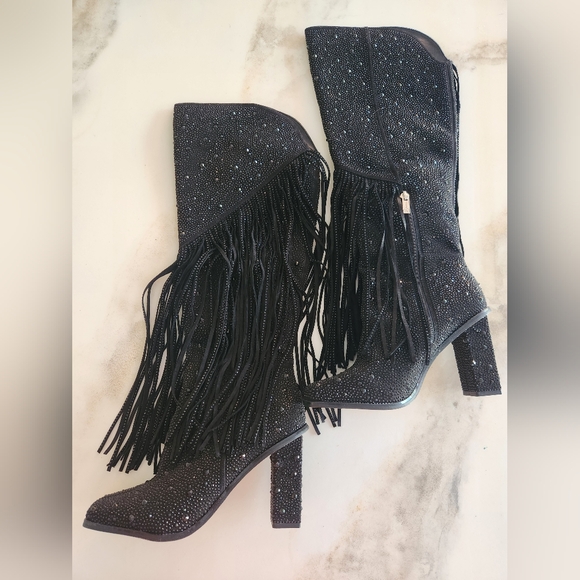 Jessica Simpson Fringe Jeweled Boots Like New! Tried On But Never Worn! - Picture 3 of 14